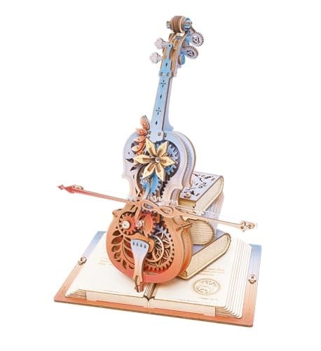 ROKR Yetişkinler için 3D Yapboz Ahşap Model Kitleri, Ahşap modeller Sihirli Çello Müzik Kutusu Mekanik Model 3D Ahşap Yapboz Gençler ve Yetişkinler için Doğum Günü Hediyeleri (Muhteşem Düşler