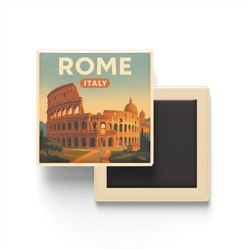 Roma İtalya - Kolezyum - Baskılı Buzdolap Magneti Kare 9x9 cm