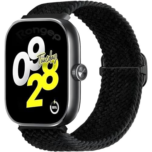 Rongep [Classical Loop] Xiaomi Redmi Watch 6/5/4/Mi Band 10 Pro/9 Pro/8 Pro ile Uyumlu Örgü Kordon Konforlu Mi Band 10 Pro Kordon Terletmeyen Elastik Kumaşlı Redmi Wa - Seçenekler: Siyah, Haki, Renkli