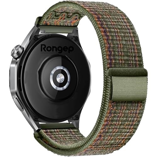 Rongep Huawei ile Uyumlu Fabric Loop 22mm Kordon GT6/GT6 Pro/GT5/GT5 Pro/GT4/GT3/GT3 Pro 46mm için Cırt Cırt Tasarım Yumuşak ve Konforlu GT6 Kordon Rahat  - Seçenekler: Green-Orange, Black, Scuba Blue