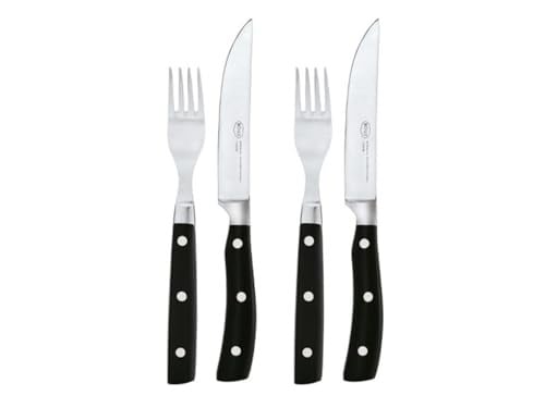 RÖSLE Biftek çatal bıçak takımı, 4 parça, yüksek kaliteli biftek bıçağı, keskin bilenmiş bıçak ağzı, özel çelik bıçak, uygun biftek çatalı, POM, prat - Seçenekler: Biftek çatal bıçak takımı 4 parça...