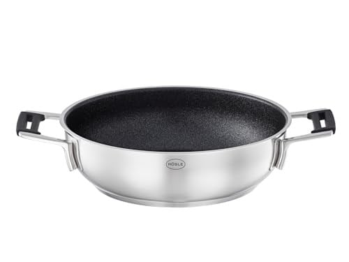 RÖSLE SILENCE PRO servis tavası, çizilmeye karşı dayanıklı birinci sınıf yapışmaz kaplamalı tava, ProResist, silikon kulplar, 24 cm, paslanmaz çelik 18/10, indüksiyonlu ocakla - Bedenler: 20 cm, 24 cm