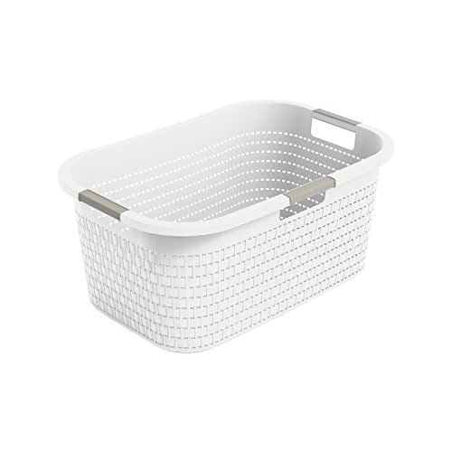 Rotho Country çamaşır sepeti 40 l, plastik (PP) BPA içermez, mistletoe beyaz, 40 l (58,0 x 38,9 x 25,1 cm)