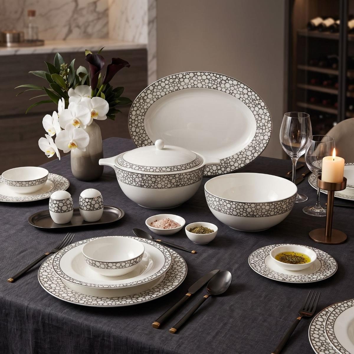 Royal Canterbury Silver Pearl Yemek Takımı 72 Parça