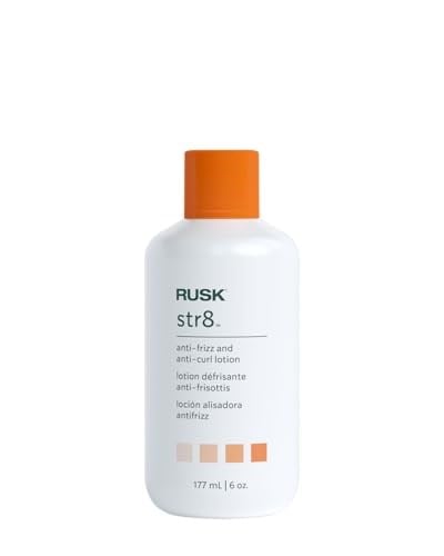 RUSK Designer Collection Str8 Kabarma Önleyici ve Kıvrılma Önleyici Losyon, 6 oz, Hafif, Yağsız Şekillendirici Losyon, Kıvrılmayı Geçici Olarak Kaldırır ve Aşırı Kabarmayı Ortadan Kaldırır, Beyaz