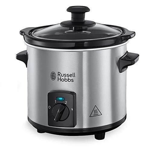 Russell Hobbs Slow Cooker Mini [ağır 2 l seramik pişirme tenceresi, isteğe göre sıcaklık dağılımı] kompakt yavaş pişirici (3 sıcaklık ayarı ve sıcak tutma fonksiyonu, 145 W) yavaş pişirici 25570-56