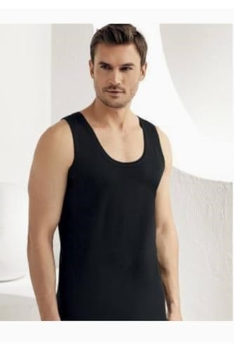 Şahinler Erkek Siyah%100 Pamuklu Penye Atlet, 2XL Beden, 5'li Ekonomik Paket