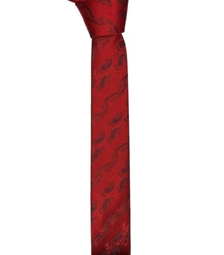 Şal Desen Kırmızı Slim Kravat