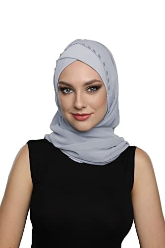Şallı Takmatik Taşlı Hazır Türban Tesettür Bone Namaz Örtüsü