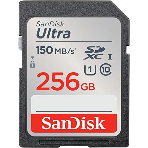 SanDisk 256 GB Ultra SDXC bellek kartı, 150 MB/s'ye kadar, A1 uygulama performansı, UHS-I, Class 10, U1