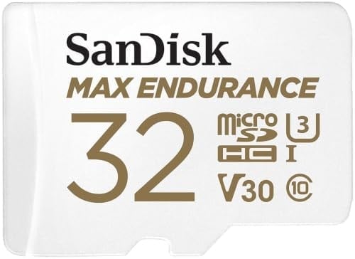 SanDisk Max Endurance MicroSDHC 32GB SD Adapter For Home Security Cameras & Dashcams, Up To 15,000 Hours, Full HD / 4K Videos, Extreme Endurance, Up To 100/40 MB/s Read/Write Speeds, C10, U3, V30