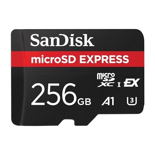SanDisk Micro SD Express, 256 GB micro SD kart, okuma hızı/yazma hızı 880/480 MB/s'ye kadar, en hızlı microSD ürünümüzden 4,4 kata kadar daha yüksek okuma hızı, Cl - Seçenekler: 256 GB, 128 GB, 512 GB