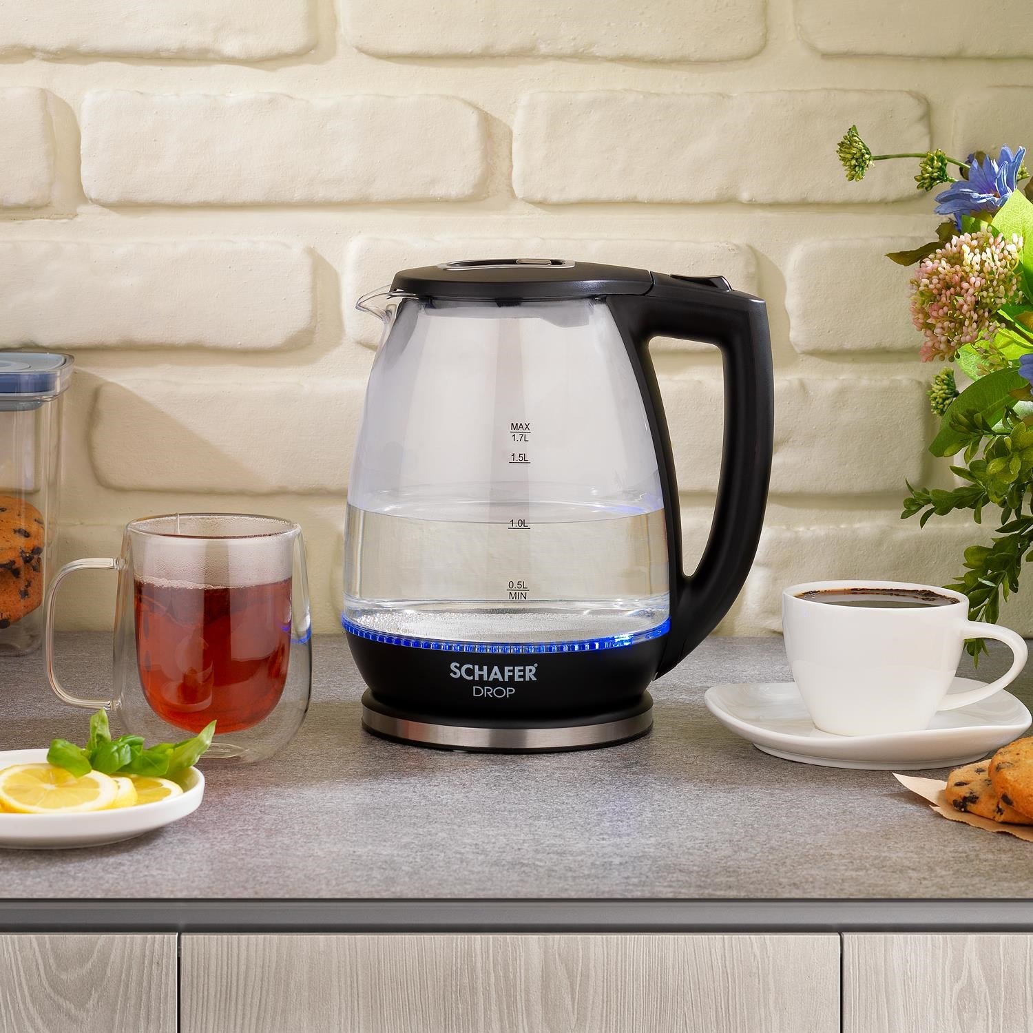 Schafer Drop Cam Su Isıtıcı (Kettle)-Siyah