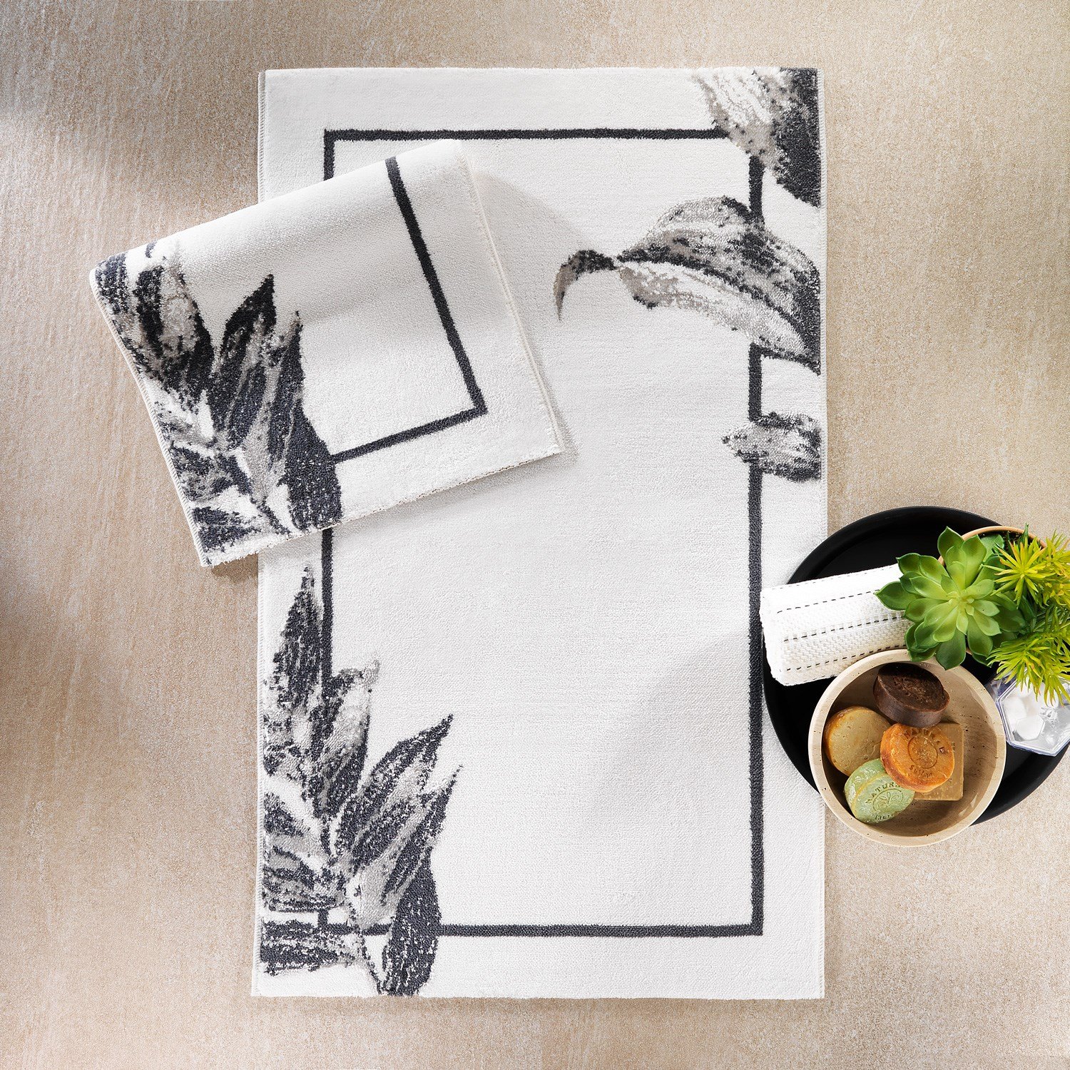 Schafer Home Leafy 2 li Banyo Paspası-Gri