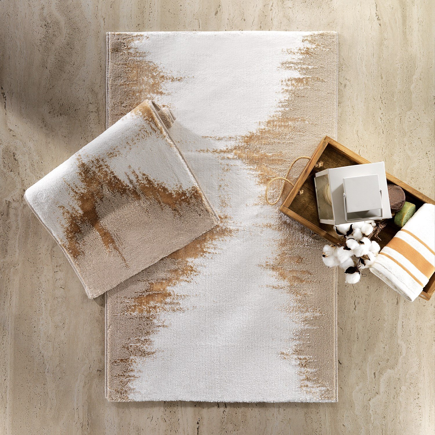 Schafer Home Natural 2 li Banyo Paspası-Gold