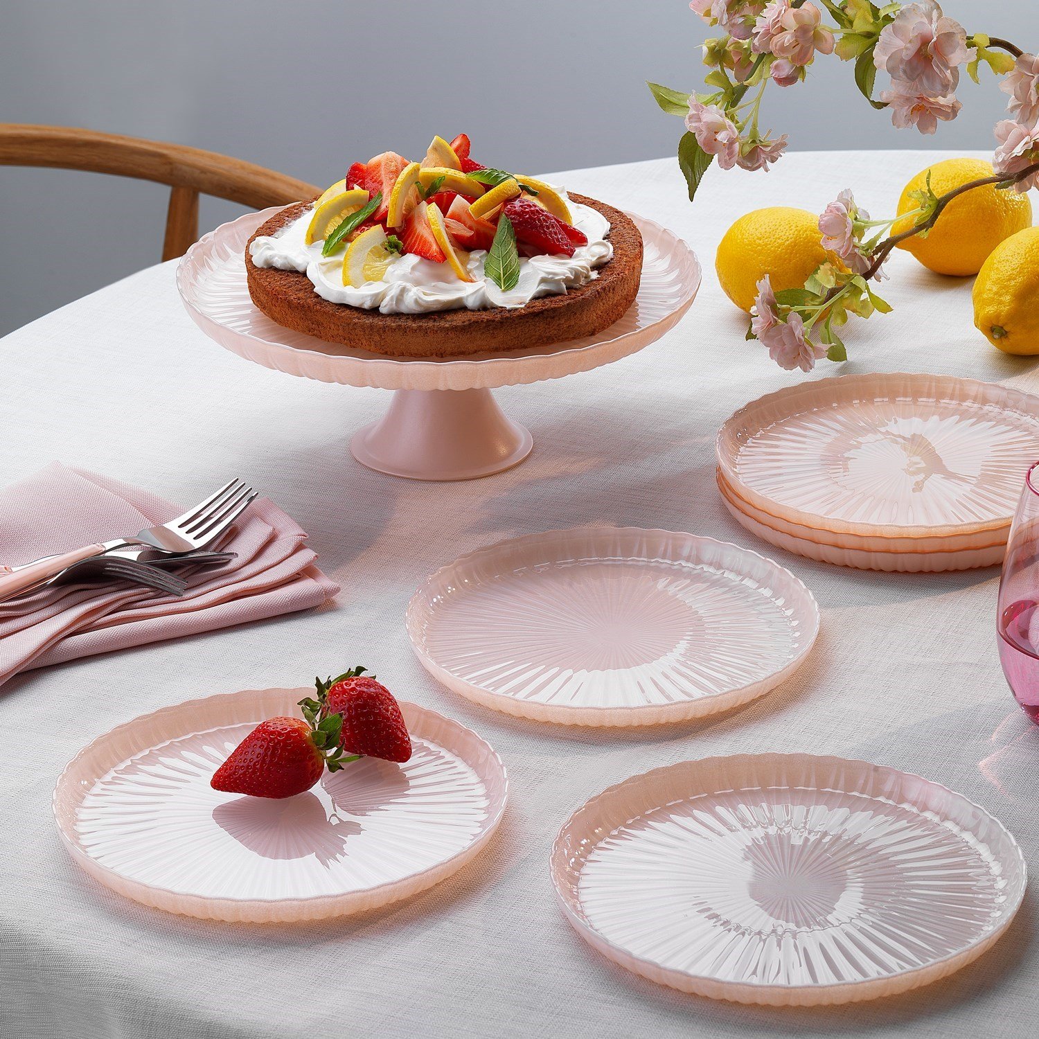 Schafer Sakura Pasta Servis Seti 7 Parça-Pembe