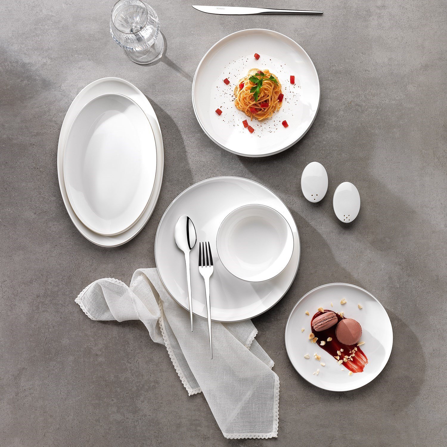 Schafer Superfine Bone Provence Yemek Takımı 56 Parça-Platin