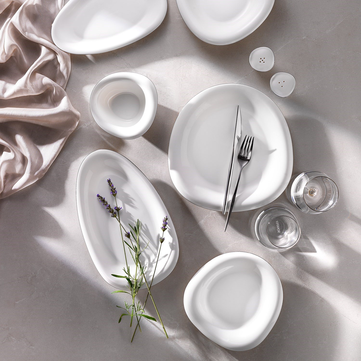 Schafer Superfine Bone Seraphine Yemek Takımı 37 Parça-Platin