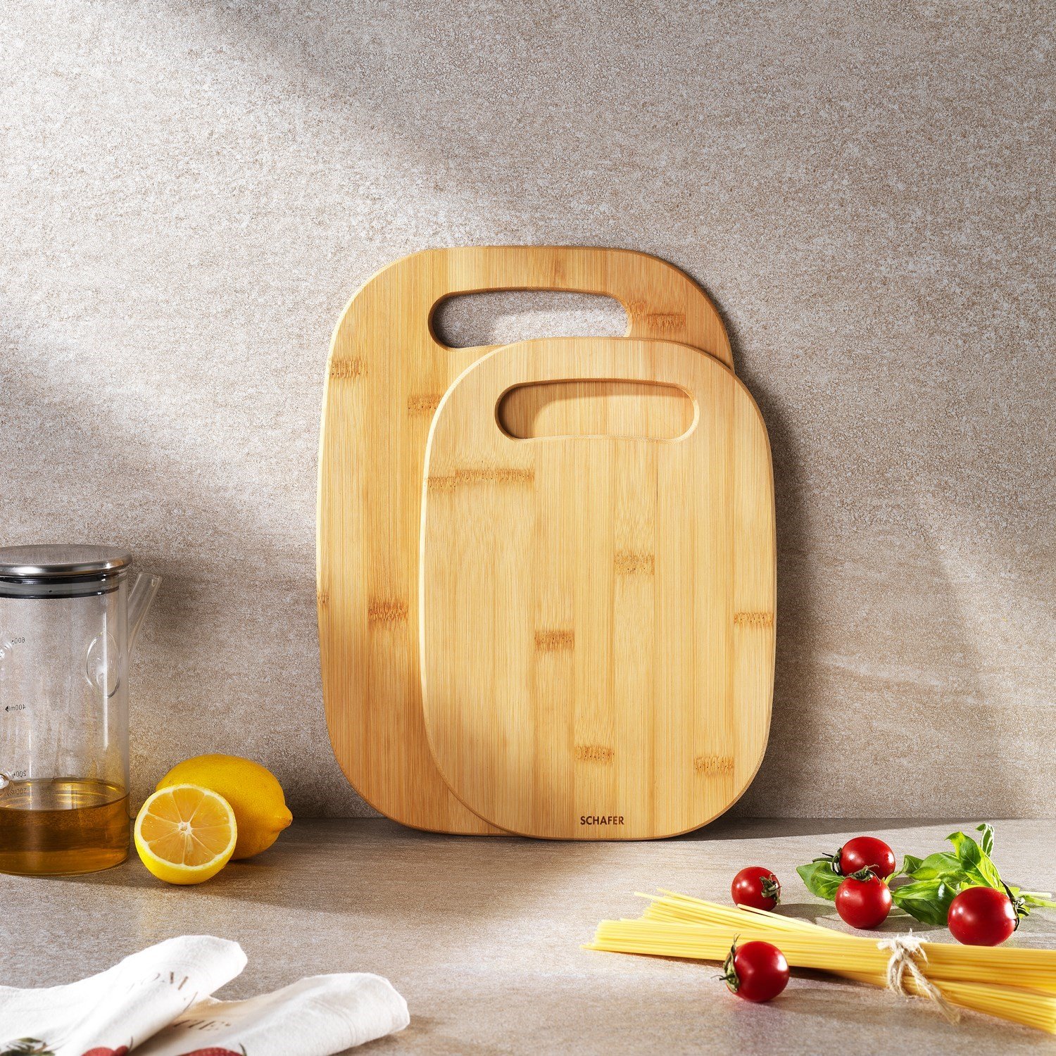 Schafer Woodart 2 Li Oval Tutacaklı Kesme Tahtası