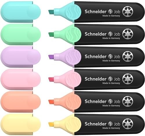 Schneider Job 150 pastel fosforlu kalem (turkuaz, nane, leylak, pembe, şeftali, vanilya) 6'lı kutu