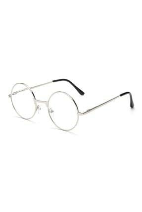 Şeffaf Camlı Retro Yuvarlak Gözlük Silver