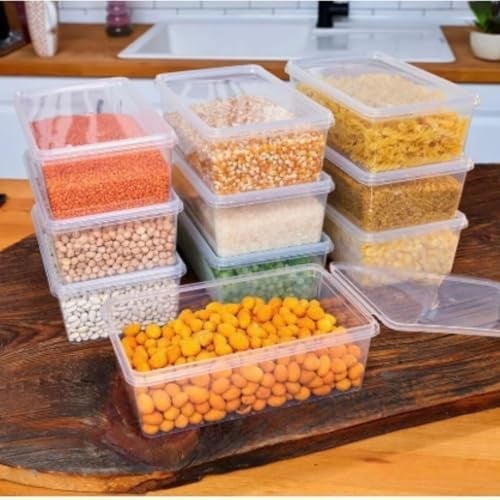 Şeffaf Saklama Kabı, Kilitli Kapaklı, Buzdolabı Organizer ve Dondurucuya Uygun, 10 Adet, Gıdaya Uygun (2000 ML)