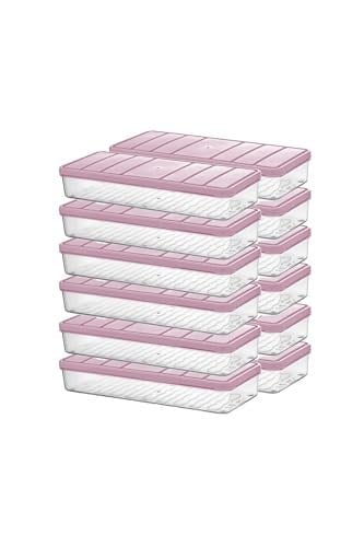 Selka Home - Nora 12'li 1.2 Litre Küçük Boy Açık Pembe Saklama Kabı
