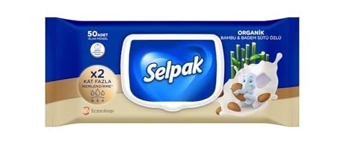 Selpak Organik Bambu Badem Sütlü Islak Mendil 1x50 - Seçenekler: Standart 1li paket, Standart 2li paket