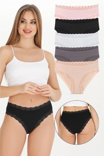 Sensu Kadın Dantelli Karışık Renkler Slip Külot 5l Paket Set KTS3070-5