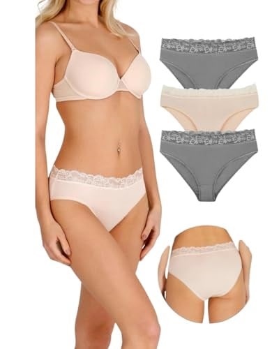 Sensu Kadın Özel Kumaş Bambu Beli Dantelli 3'Lü Külot Set