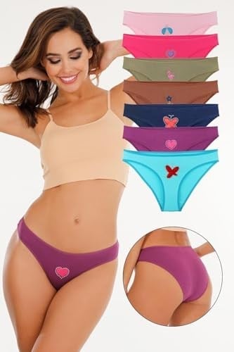 Sensu Kadın Pamuklu Taş Baskılı 7'Li Slip Külot Set - Kts2088