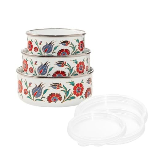 Serenk 14-16-18 Cm Emaye Üçlü Saklama Kabı Seti