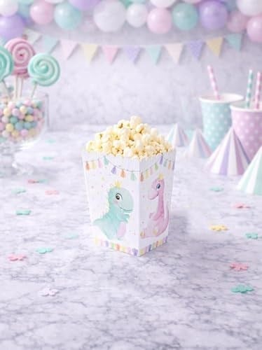 Sevimli Dinozor Temalı Karton Mısır Kutusu Popcorn Kutusu 8'li