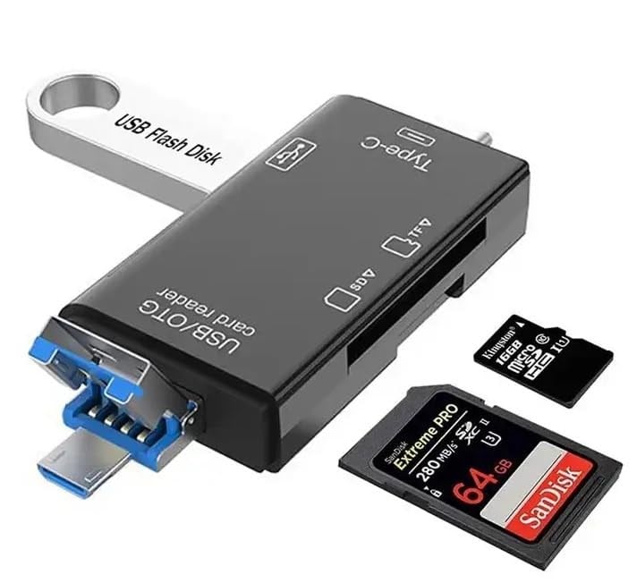 Seyahat USB Bellek Kartı Okuyucu Mikro ve Düzenli SD Kartlar Seyahat için - 6 in 1 Dizüstü Güvenli Dijital Evrensel Kompakt OTG Adaptörü