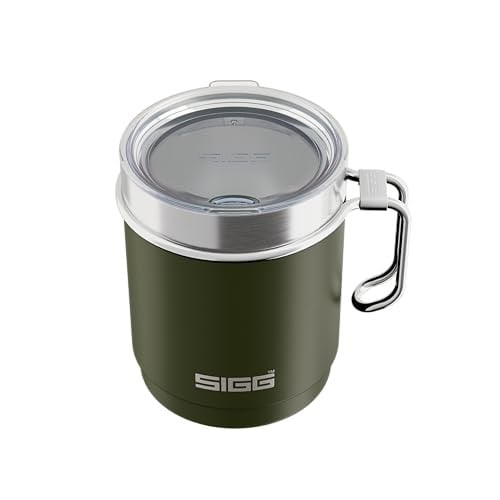 SIGG - Camp termos bardak – Travel Mug Roasted Green – Tritan kapaklı – bulaşık makinesinde yıkanabilir – kulplu – BPA içermez – yalıtımlı bardak çift cidarlı – beyaz – 0,36 l