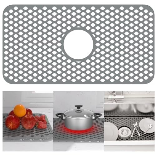 Silikon Lavabo Paspası 63 cm x 33 cm Mutfak Evye Matı Kaymaz, Stabil, Isıya Dayanıklı Mutfak Mutfak Mutfak için Lavabo Koruyucuları Paslanmaz Çelik Lavabo Porselen Kase Banyo Lavabosu