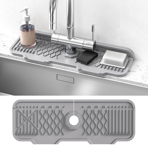 Silikon Musluk Paspası Sıçrama Koruması, Mutfak Lavabosu için Lavabo Koruyucuları, 17,1 x 5,9 İnç, Musluğun Arkasındaki Lavabo Sıçrama Koruması, Mutfak ve Banyo