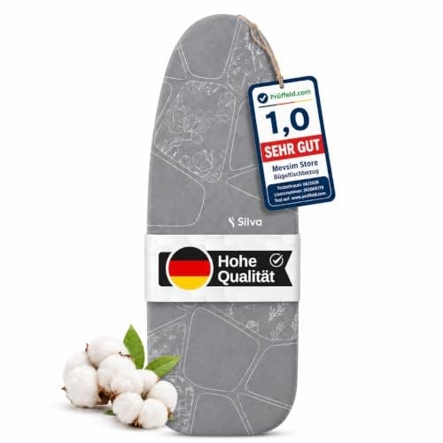 Silva Lora Ütü Masası Kılıfı - Silver (Gri), Tek Beden, Kordonlu Sabitleme, Tüm Ütü Masalarına Uyumlu,%100 Pamuk - Bedenler: X-Large, XL