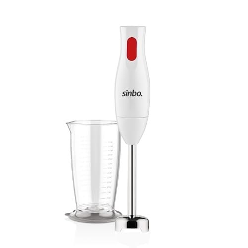 Sinbo SHB-3102 El Blenderi Çubuk Blender, Paslanmaz Çelik Uç, Ölçü Kabı Dahil, Çorba Sos Püre Smoothie Hazırlama, Ergonomik Tutuş, Beyaz