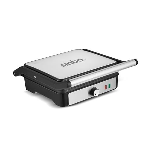 Sinbo SSM-2590 Inox Izgara ve Tost Makinesi, 2000 W, 180° Açılabilir Gövde, Alüminyum Plaka, 6 Dilim Kapasite