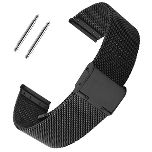 Siyah Hasır Çelik Saat Kordonu 12-14-16-18-20-22-24-26-28mm Metal Örgü Kayış