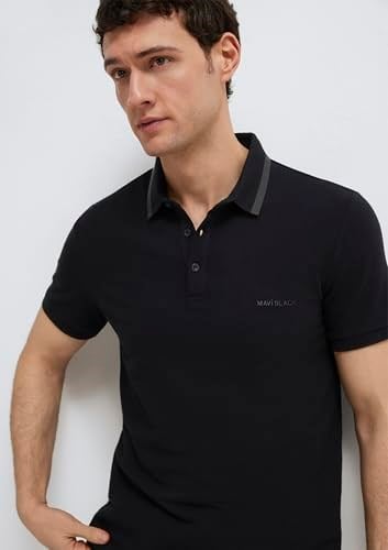 Siyah Polo Tişört Fitted/Vücuda Oturan Kesim 0611829-900