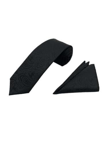 Siyah Şal Desen Kravat Mendil Set