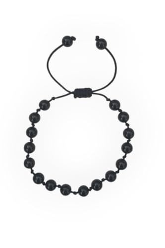 Siyah Turmalin Bileklik 6 mm. Makrome Ayarlı 311-2