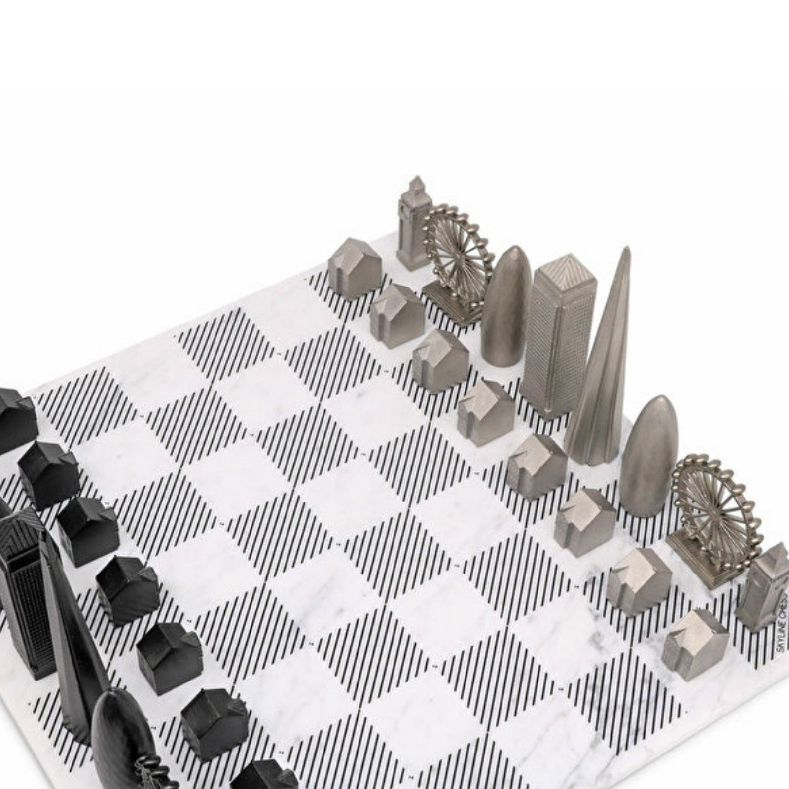 Skyline Chess Paslanmaz Çelik Mermer Satranç Takımı Londra