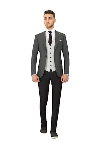 SLIMFIT BIRDEYE YELEKLI KOMBIN TAKIM ELBISE SİYAH