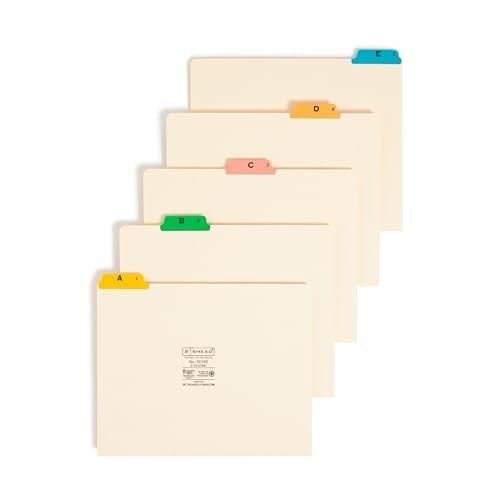 Smead 50180 Geri Dönüşümlü Üst Sekme Dosya Kılavuzları, Alfa, 1/5 Sekme, Manila, Mektup (25'li Set)