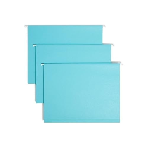 Smead Sekmeli Renkli Askılı Dosya Klasörü, 1/5-Kesim Ayarlanabilir Tab, Mektup Boyutu, Aqua, Kutu başına 25 (64058)