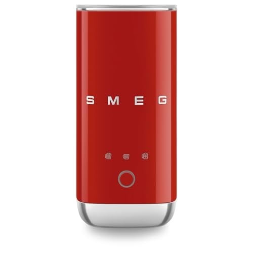 Smeg, MFF02RDEU elektrikli süt köpürtücü, 3 fonksiyonlu içecek, çıkarılabilir çırpma teli, yapışmaz seramik kaplama, 500 W, kırmızı