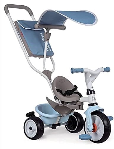 Smoby, 741400, Evrimsel Üç Tekerlekli Bisiklet, Sessiz Tekerlekler, Kafalık, Emniyet Kemeri, Park Freni, Korna, Geri Çekilebilir Ayak Dayama Yeri, 360° Güneşlik, Çanta, Serbest Tekerlek Sistemi